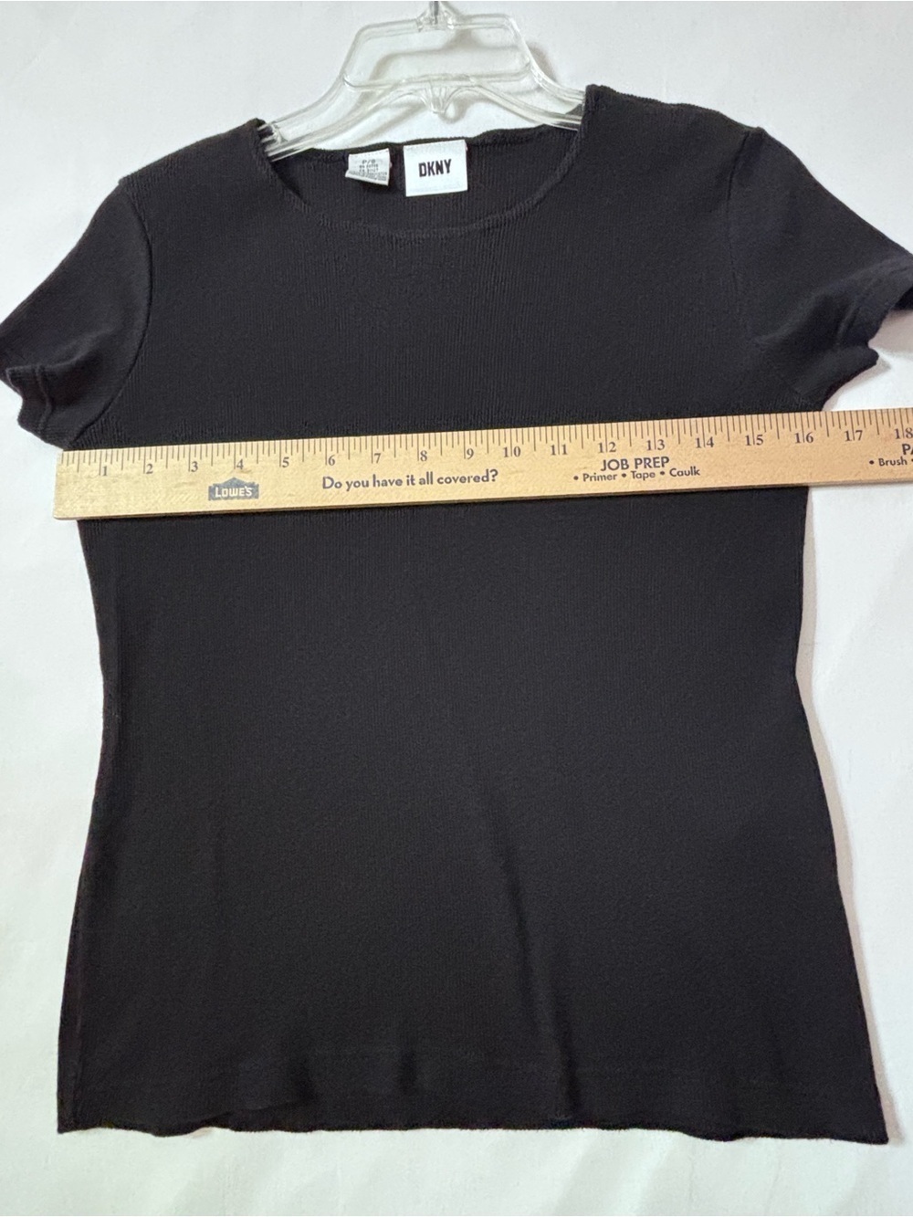 DKNY Black Ribbed Baby Tee - Short Sleeve Crew Neck - Size P/S - Picture 7 of 9